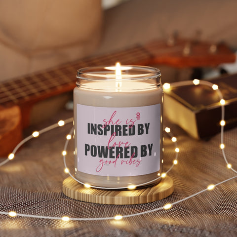 She is Inspired by LOVE ♡ Inspirational :: 100% natural Soy Candle, 9oz  :: Eco Friendly