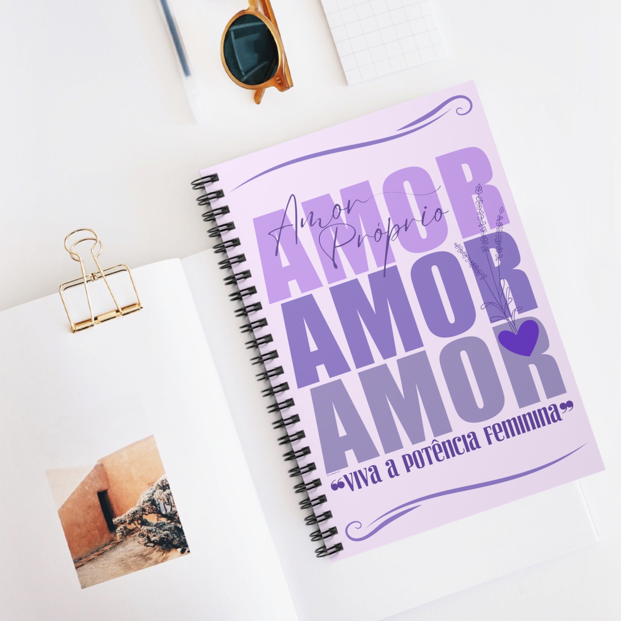 ♡ Amor Próprio .: Coleção Lavanda .: Spiral Notebook with Inspirational Design :: 118 Ruled Line