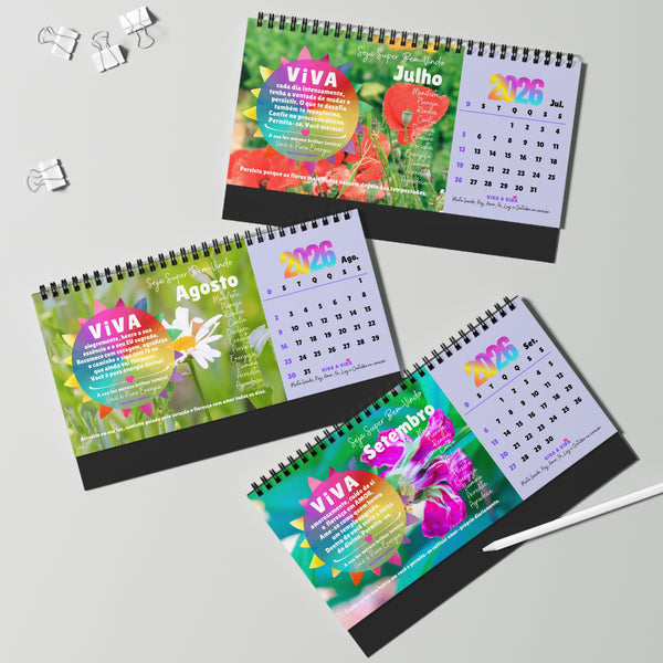 NOVO Calendário 2026 :: VIVA A VIDA Edição Exclusiva ILUMINAÇÃO (Desk Calendar)