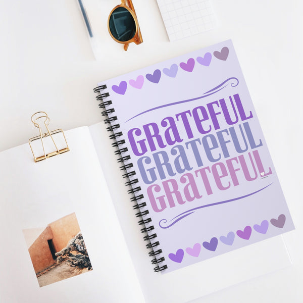 ♡ Grateful :: Spiral Notebook with Inspirational Design :: 118 Ruled Line