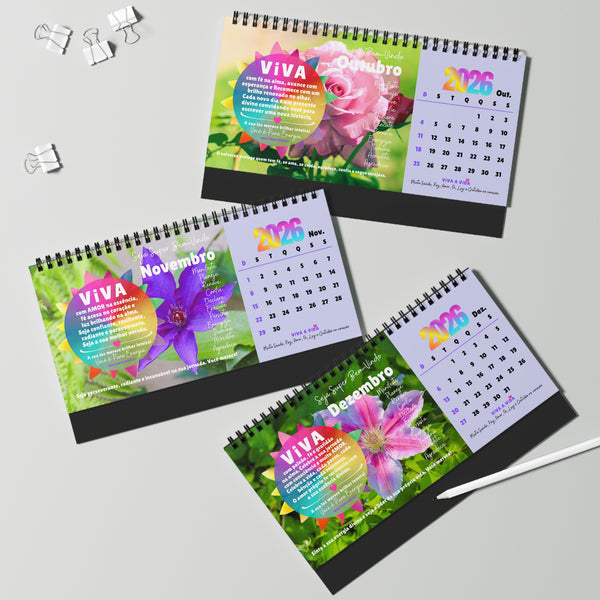NOVO Calendário 2026 :: VIVA A VIDA Edição Exclusiva ILUMINAÇÃO (Desk Calendar)