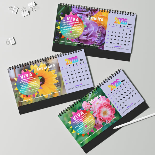 NOVO Calendário 2026 :: VIVA A VIDA Edição Exclusiva ILUMINAÇÃO (Desk Calendar)