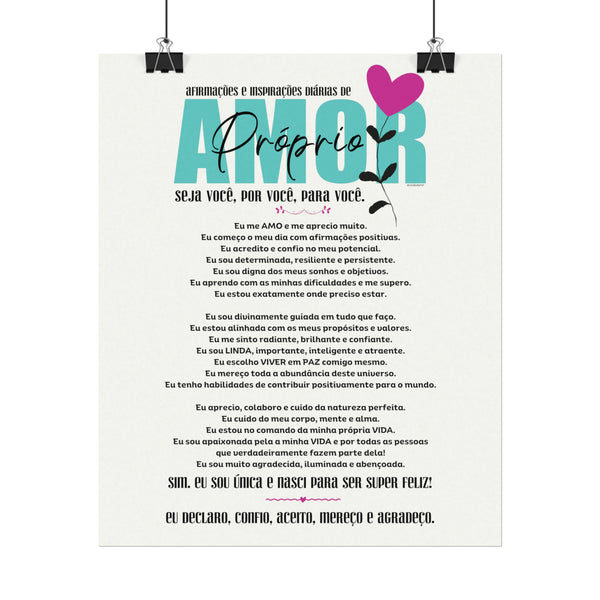 ♡ AMOR PRÓPRIO :: Afirmações Diárias .: Textured Watercolor Matte Posters