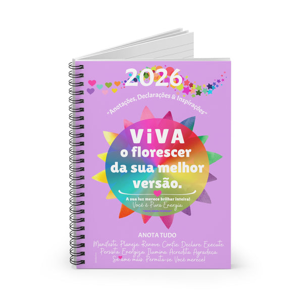 ♡ Viva o Florescer da sua Melhor Versão :: ANOTA TUDO :: Spiral Notebook with Inspirational Design :: 118 Ruled Line
