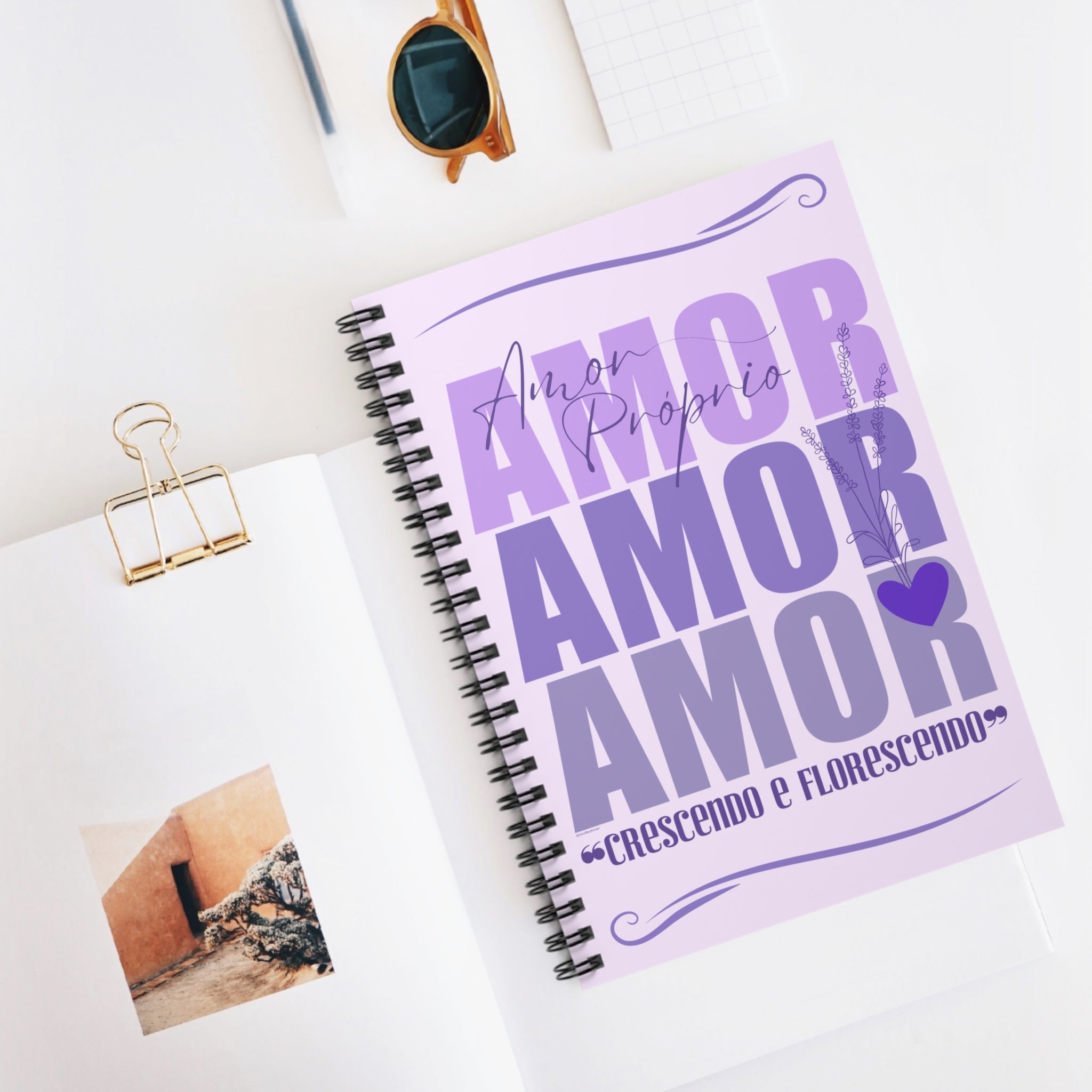 ♡ Amor Próprio .: Coleção Lavanda .: Spiral Notebook with Inspirational Design :: 118 Ruled Line