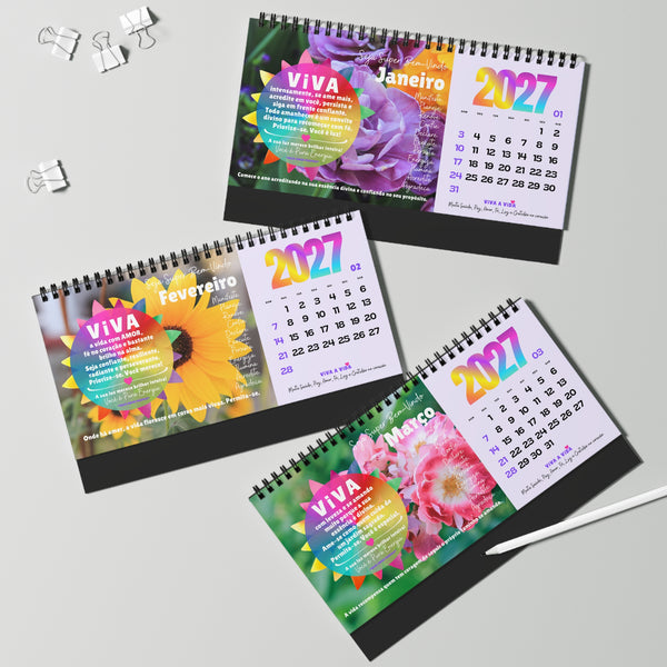 NOVO Calendário 2027 :: VIVA A VIDA Edição Exclusiva ILUMINAÇÃO (Desk Calendar)