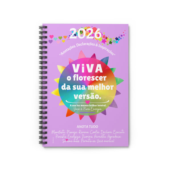 ♡ Viva o Florescer da sua Melhor Versão :: ANOTA TUDO :: Spiral Notebook with Inspirational Design :: 118 Ruled Line