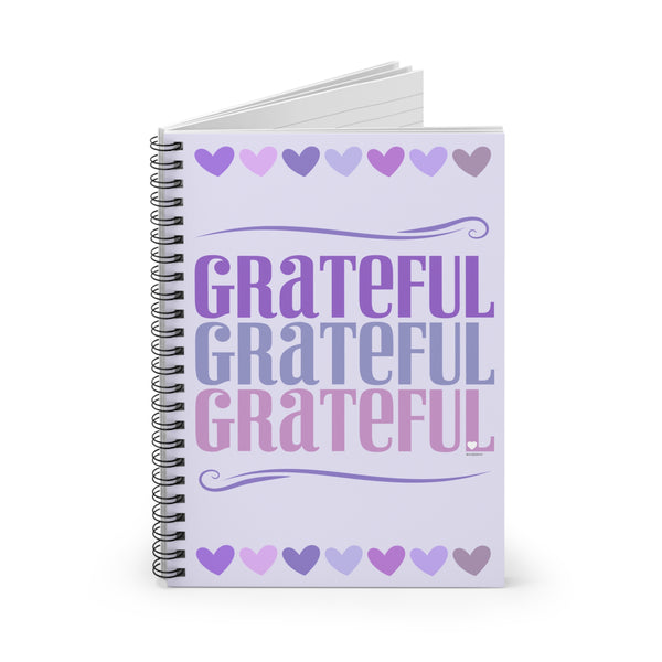♡ Grateful :: Spiral Notebook with Inspirational Design :: 118 Ruled Line