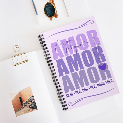 ♡ Amor Próprio .: Coleção Lavanda .: Spiral Notebook with Inspirational Design :: 118 Ruled Line