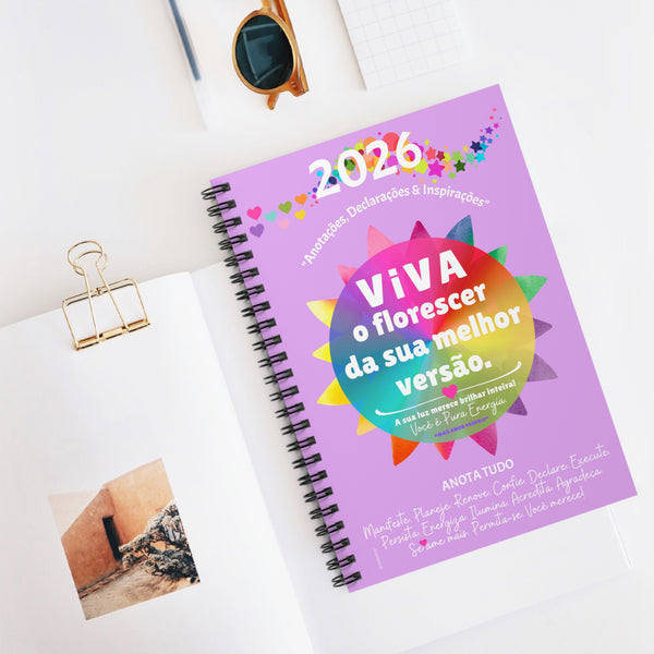 ♡ Viva o Florescer da sua Melhor Versão :: ANOTA TUDO :: Spiral Notebook with Inspirational Design :: 118 Ruled Line