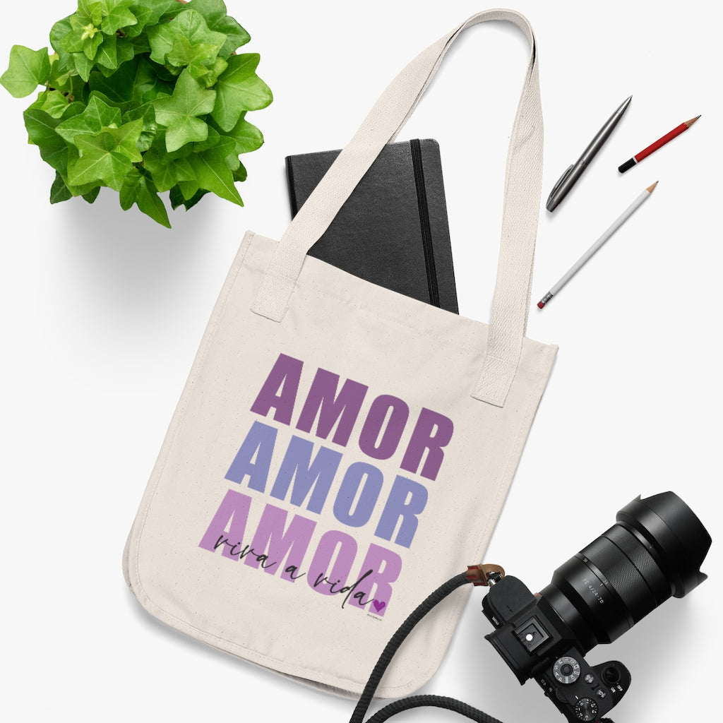 AM♡R Organic Canvas Tote Bag (Live the Life Today)