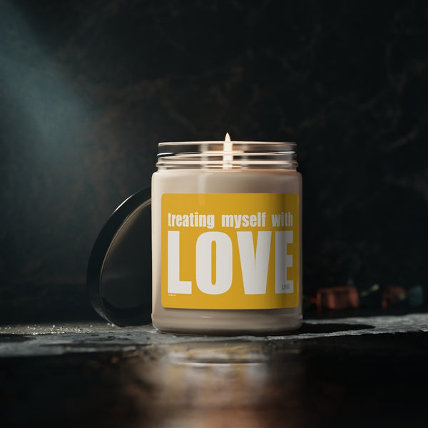 Treating myself with LOVE ♡ Inspirational :: 100% natural Soy Candle, 9oz  :: Eco Friendly