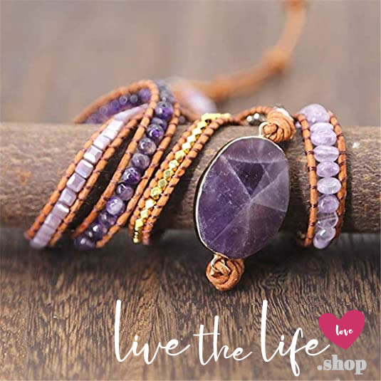 ♡ Live the Life Healing Natural Amethyst Stone Bracelet
