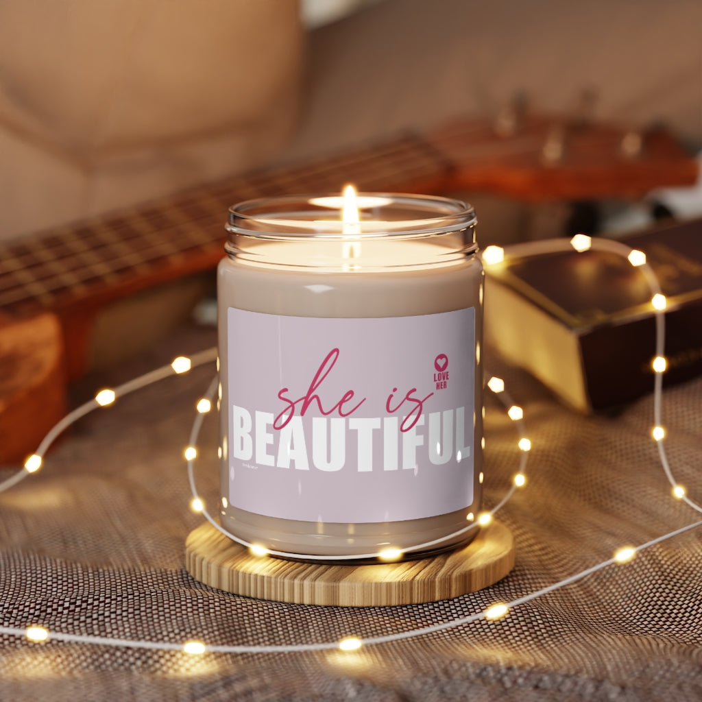 She is Beautiful ♡ Inspirational :: 100% natural Soy Candle, 9oz  :: Eco Friendly