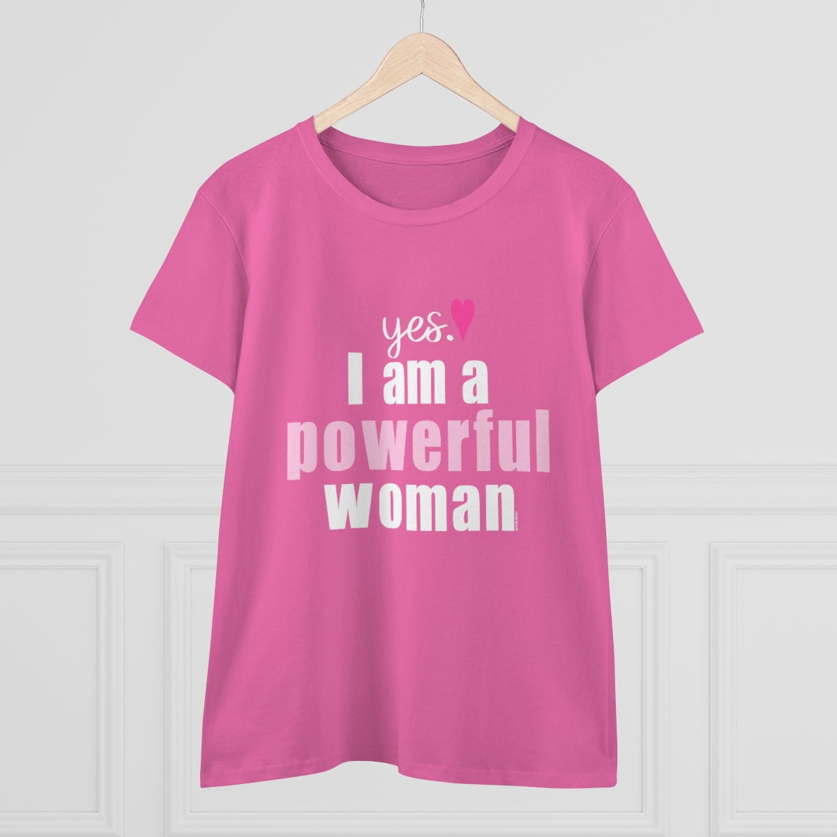 YES. I am a POWERFUL Woman .: Women's Midweight 100% Cotton Tee (Semi-fitted)