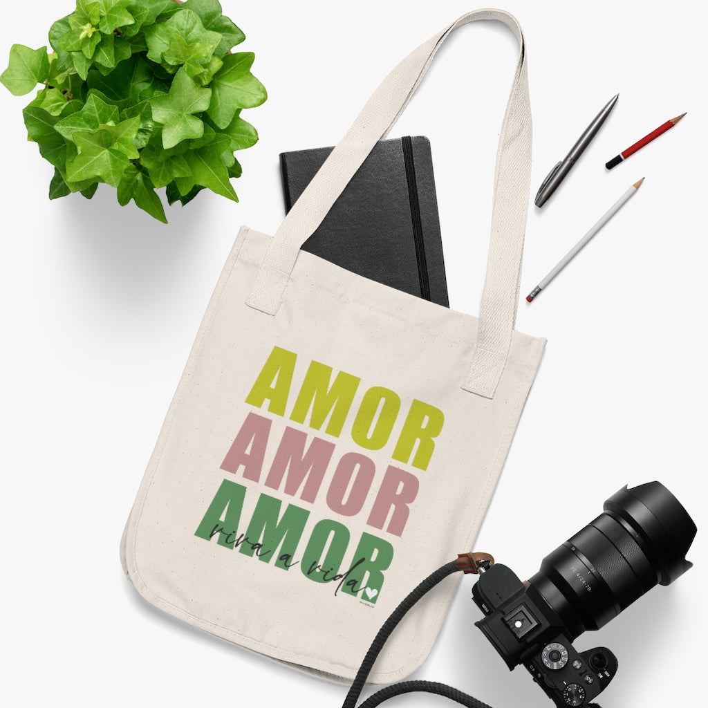 AM♡R Organic Canvas Tote Bag (Live the Life Today)