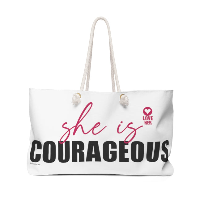 ♡ White Weekender Tote Bags with Inspirational Designs