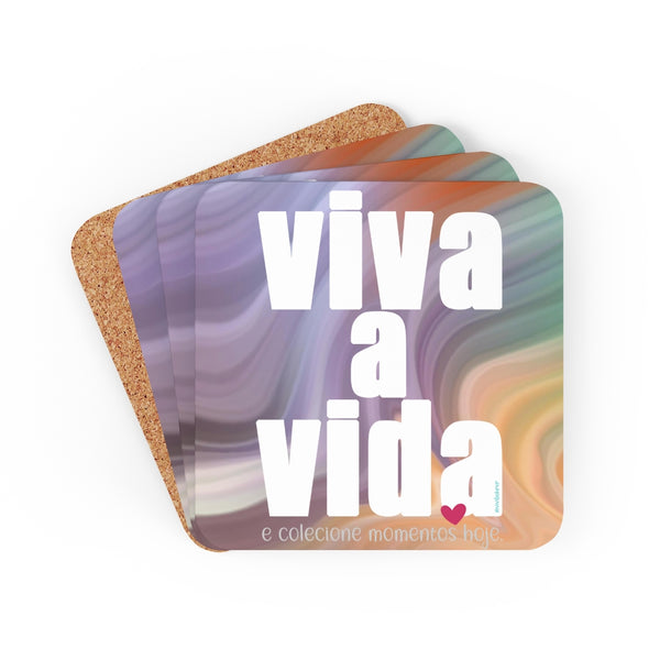 Viva a Vida ♡ Inspirational Cork Back Coaster (4-piece set)
