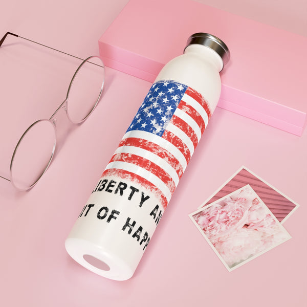 USA "Life, Liberty and the pursuit of Happiness" .: Slim Water Bottle .: 20oz