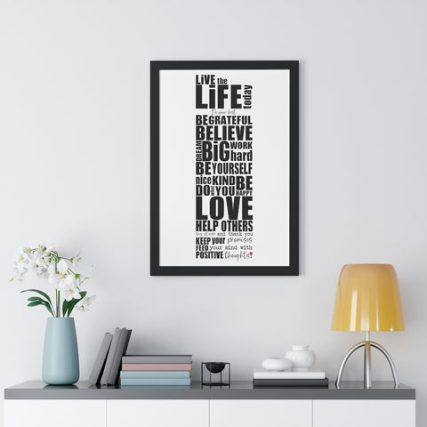 Live the Life TODAY ♡ Inspirational Framed Poster Decoration (20″ × 30″)
