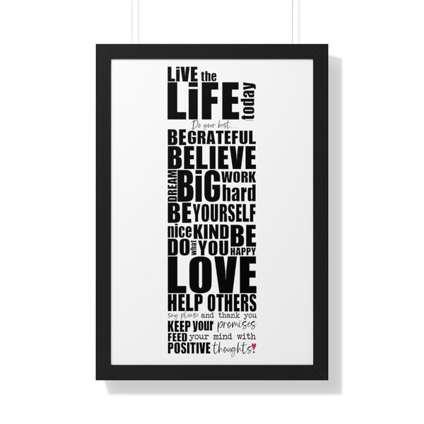 Live the Life TODAY ♡ Inspirational Framed Poster Decoration (20″ × 30″)