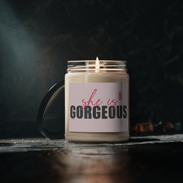 She is Gorgeous ♡ Inspirational :: 100% natural Soy Candle, 9oz  :: Eco Friendly