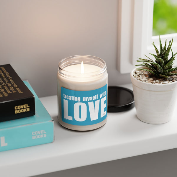 Treating myself with LOVE ♡ Inspirational :: 100% natural Soy Candle, 9oz  :: Eco Friendly
