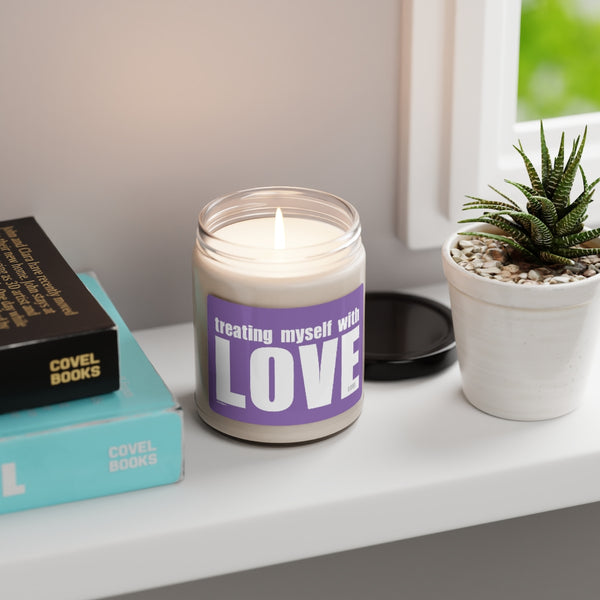Treating myself with LOVE ♡ Inspirational :: 100% natural Soy Candle, 9oz  :: Eco Friendly
