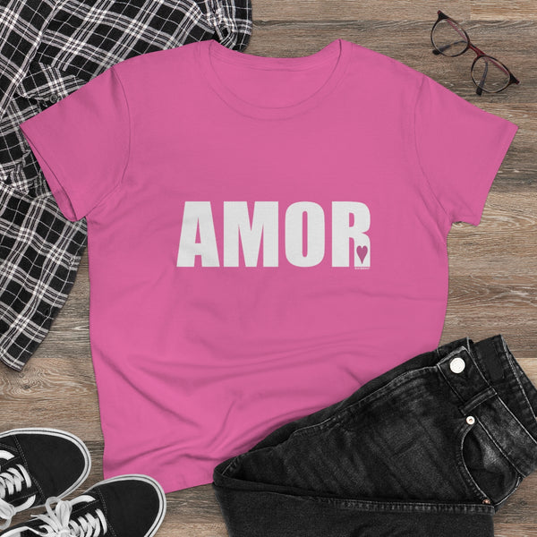 AMOR.: Women's Midweight 100% Cotton Tee (Semi-fitted)