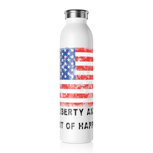 USA "Life, Liberty and the pursuit of Happiness" .: Slim Water Bottle .: 20oz