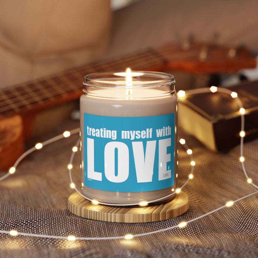 Treating myself with LOVE ♡ Inspirational :: 100% natural Soy Candle, 9oz  :: Eco Friendly