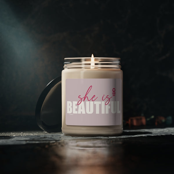 She is Beautiful ♡ Inspirational :: 100% natural Soy Candle, 9oz  :: Eco Friendly