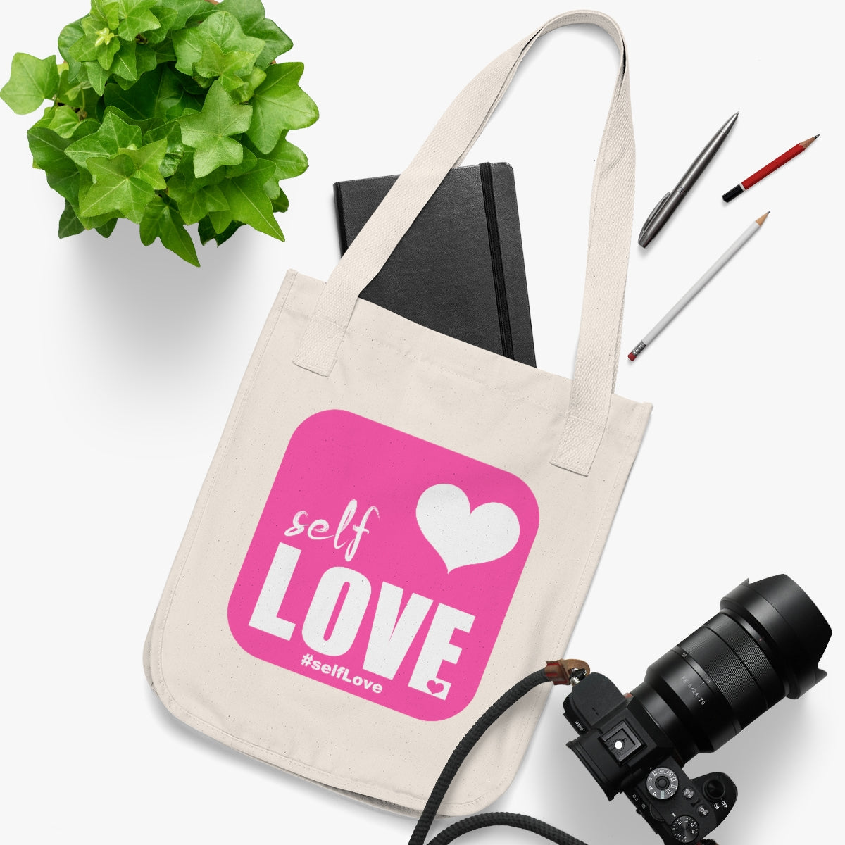 SEL LOVE Organic Canvas Tote Bag (Live the Life Today)