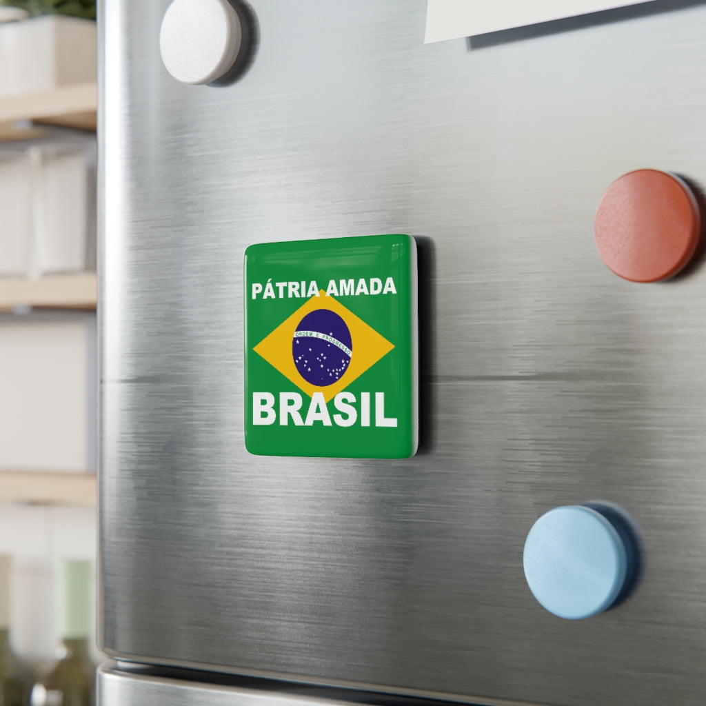 PÁTRIA AMADA BRASIL .: Porcelain Magnet, Square